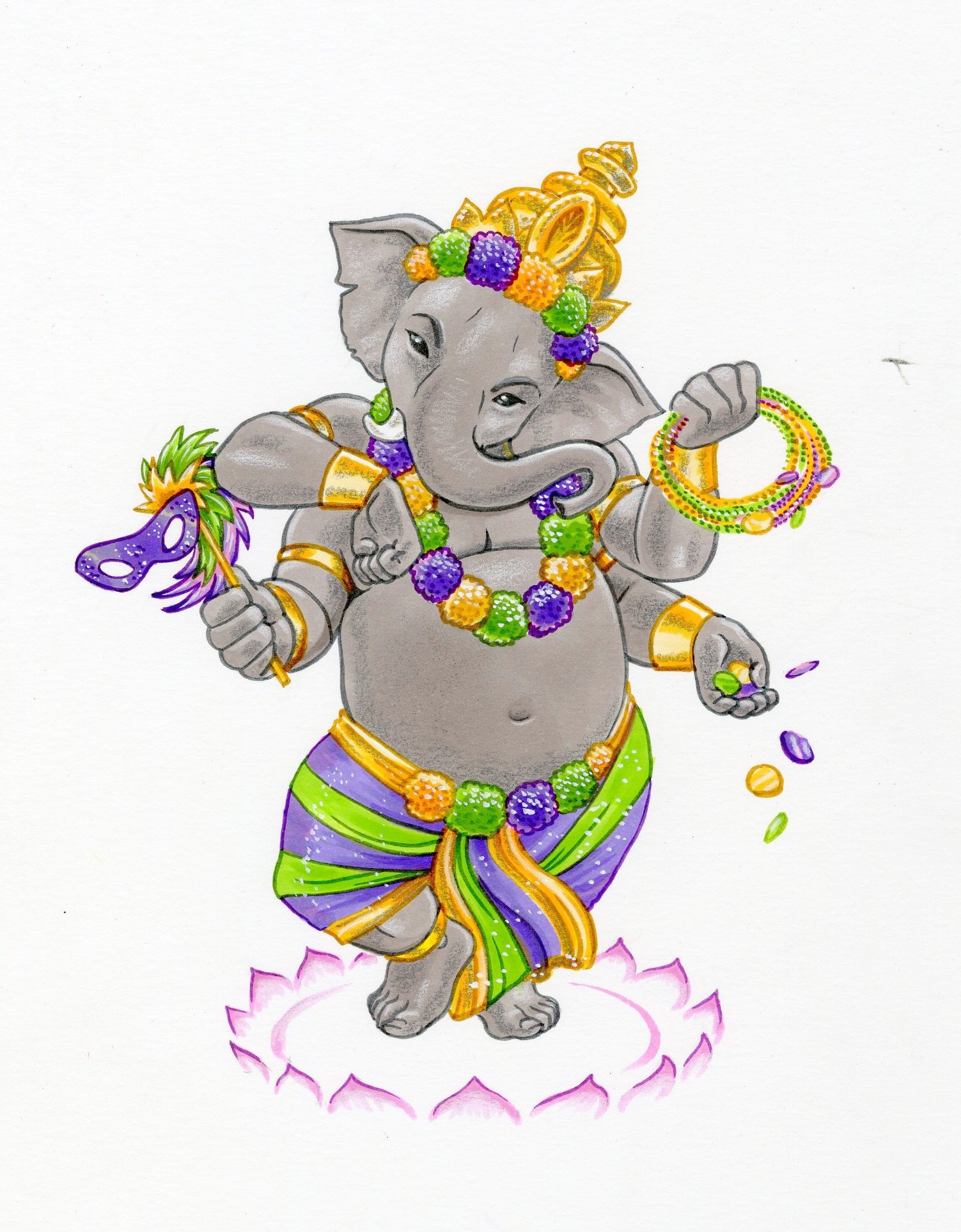 This version of Ganesh looks like a squeak toy... but that's OK for Mardi Gras, I think.
